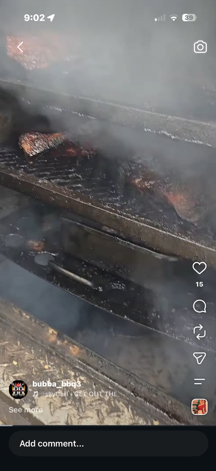 Barbecue cooking in Bubba's smoker